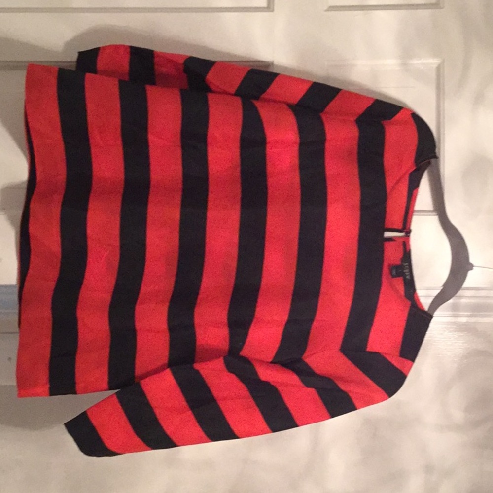 J-Crew red and navy stripped blouse